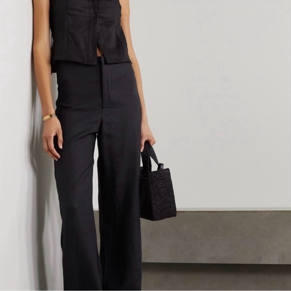 Faithfull The Brand Vincente Linen Wide Leg Pants Black NWT Medium - Picture 2 of 13